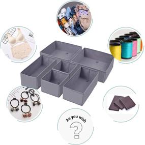 img 2 attached to 🗄️ Dresser Drawer Organizer: Foldable Cloth Storage Box for Underwear, Bras, Socks, Ties, Scarves - Set of 6, Grey