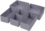 🗄️ dresser drawer organizer: foldable cloth storage box for underwear, bras, socks, ties, scarves - set of 6, grey logo