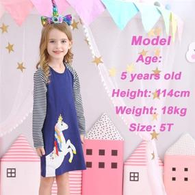 img 1 attached to 👗 VIKITA Striped Girls' Dresses with Toddler Cartoon Appliques