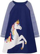 👗 vikita striped girls' dresses with toddler cartoon appliques logo