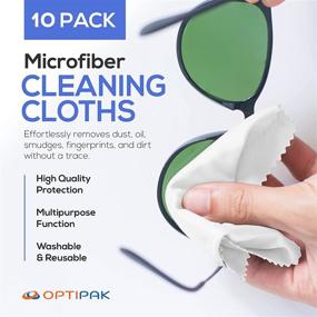 img 2 attached to OPTIPAK Microfiber Cleaning Cloth - Eco-Friendly Eyeglass and Lens Cleaner Cloth for Electronics, Glass, Camera Lens, Computer Screen (Pack of 10, White)