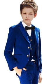 img 2 attached to 👔 SaiLiiny Boy Suits 5-Piece Velvet Outfit: Blazer, Vest, Pants - Formal Tuxedo Dresswear for Boys