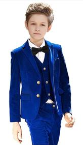 img 3 attached to 👔 SaiLiiny Boy Suits 5-Piece Velvet Outfit: Blazer, Vest, Pants - Formal Tuxedo Dresswear for Boys