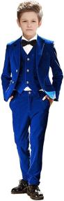 img 4 attached to 👔 SaiLiiny Boy Suits 5-Piece Velvet Outfit: Blazer, Vest, Pants - Formal Tuxedo Dresswear for Boys