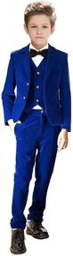 img 1 attached to 👔 SaiLiiny Boy Suits 5-Piece Velvet Outfit: Blazer, Vest, Pants - Formal Tuxedo Dresswear for Boys