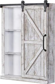 img 3 attached to 🚪 FirstTime &amp; Co. Winona Farmhouse Barn Door Cabinet Mirror, Handcrafted in the USA, Distressed White Finish, 21 x 5.5 x 28 Inches