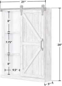 img 1 attached to 🚪 FirstTime &amp; Co. Winona Farmhouse Barn Door Cabinet Mirror, Handcrafted in the USA, Distressed White Finish, 21 x 5.5 x 28 Inches