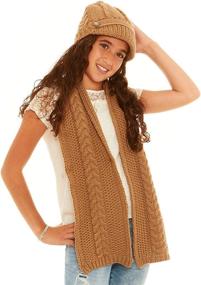 img 1 attached to Ivory Crush Scarf PomPom Patch: Trendy Girls' Cold Weather Accessories