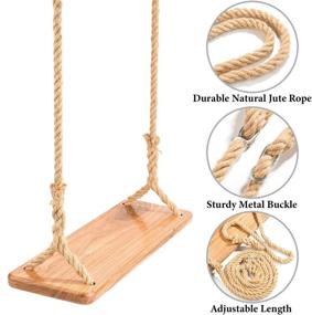 img 3 attached to 🌳 Yangbaga Wooden Swing: Adjustable, Durable Tree Swing for Kids & Adults - Perfect for Home or Park Use!