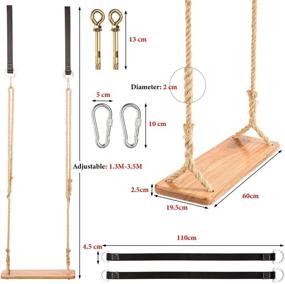 img 2 attached to 🌳 Yangbaga Wooden Swing: Adjustable, Durable Tree Swing for Kids & Adults - Perfect for Home or Park Use!