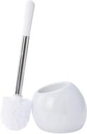 🚽 bath bliss ceramic dome toilet brush & holder set: decorative modern design, heavy duty cleaning in white logo