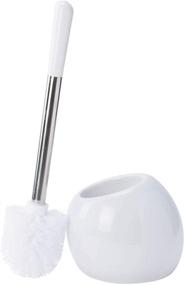 img 4 attached to 🚽 Bath Bliss Ceramic Dome Toilet Brush & Holder Set: Decorative Modern Design, Heavy Duty Cleaning in White