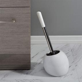 img 3 attached to 🚽 Bath Bliss Ceramic Dome Toilet Brush & Holder Set: Decorative Modern Design, Heavy Duty Cleaning in White