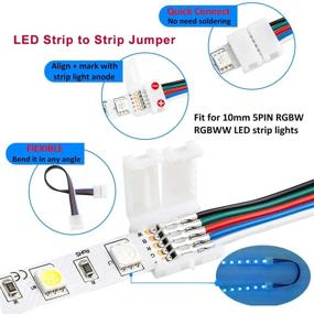 img 1 attached to 💡 SUPERNIGHT RGBW LED Strip Connector Kit - 5PIN, 10mm, 5050 - Includes 9.8FT Extension Cable, Strip to Strip Jumper, Strip to Power Jumper, 2 Way Splitter, L Shape Connector, Gapless Connectors