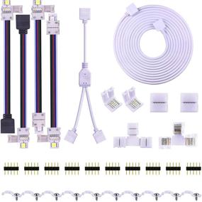 img 4 attached to 💡 SUPERNIGHT RGBW LED Strip Connector Kit - 5PIN, 10mm, 5050 - Includes 9.8FT Extension Cable, Strip to Strip Jumper, Strip to Power Jumper, 2 Way Splitter, L Shape Connector, Gapless Connectors