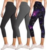 🩳 women's high waist butt-lift capri leggings - tummy control, black workout yoga pants - pack of 3 logo