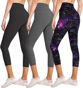 img 4 attached to 🩳 Women's High Waist Butt-Lift Capri Leggings - Tummy Control, Black Workout Yoga Pants - Pack of 3
