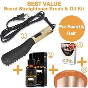 img 3 attached to 🔌 Ultimate Beard Straightener for Men - Electric Heated Brush Comb with Growth Oil & Beard Care E-Book