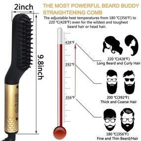 img 2 attached to 🔌 Ultimate Beard Straightener for Men - Electric Heated Brush Comb with Growth Oil & Beard Care E-Book