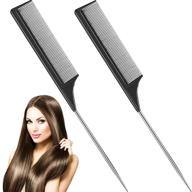 🔲 premium carbon fiber tail combs: professional teasing & styling combs for hair salons & home use (black, set of 2) logo