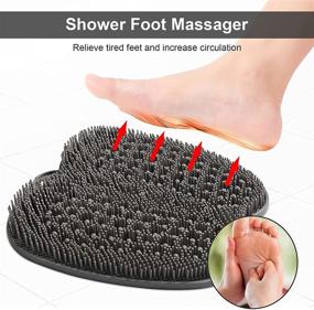 img 1 attached to 🚿 Large Shower Foot Scrubber Mat - Exfoliates, Massages, and Cleanses Your Feet Effortlessly, Boosts Foot Circulation and Alleviates Fatigued Feet - Non-Slip Suction Cups - Gray