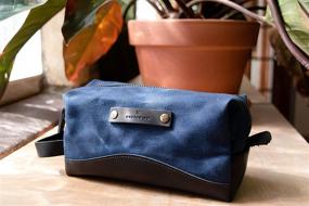 img 3 attached to 👜 Canvas and Leather Toiletry Bag - Full Grain Leather & Cotton Canvas, Made in USA, Fully Lined - Perfect Unisex Travel Dopp Kit & Functional Gift