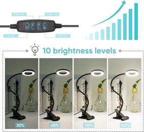 img 1 attached to 🔆 LuxLumin LED Desk Lamp with Clamp - Clip On Light, Reading Light, Webcam Light - 3 Color Modes, 10 Brightness Levels, Dimmable, Flexible USB Laptop Light - Ideal for Video Conferencing, Computers, and Webcam Zoom