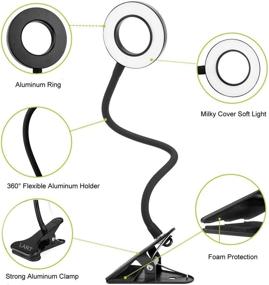 img 3 attached to 🔆 LuxLumin LED Desk Lamp with Clamp - Clip On Light, Reading Light, Webcam Light - 3 Color Modes, 10 Brightness Levels, Dimmable, Flexible USB Laptop Light - Ideal for Video Conferencing, Computers, and Webcam Zoom