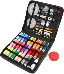 img 4 attached to Portable Sewing Kit with Premium Supplies for Beginners, Travelers, and Adults - Including Thread, Needles, Scissors, Thimble, and Tape Measure (Large)