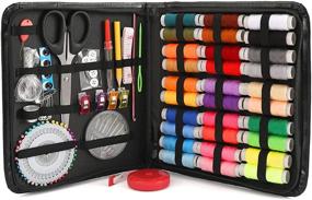 img 2 attached to Portable Sewing Kit with Premium Supplies for Beginners, Travelers, and Adults - Including Thread, Needles, Scissors, Thimble, and Tape Measure (Large)