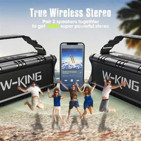 img 2 attached to 🔊 50W Мощный бас Bluetooth динамик - W-KING IPX6 Водонепроницаемый и портативный динамик с 8000мАч Power Bank, поддержка Bluetooth 5.0 для TF-карты/NFC/24H воспроизведения/AUX - Идеально подходит для использования на открытом воздухе