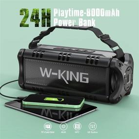 img 1 attached to 🔊 50W Мощный бас Bluetooth динамик - W-KING IPX6 Водонепроницаемый и портативный динамик с 8000мАч Power Bank, поддержка Bluetooth 5.0 для TF-карты/NFC/24H воспроизведения/AUX - Идеально подходит для использования на открытом воздухе