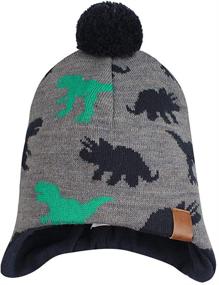 img 3 attached to 🦖 Dinosaur Boys' Hats & Caps with Duoyeree Beanie, Pom Pom Lining