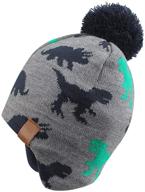 🦖 dinosaur boys' hats & caps with duoyeree beanie, pom pom lining logo