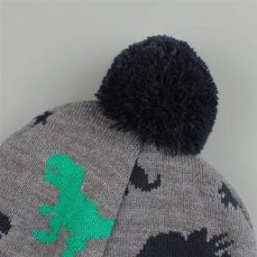 img 2 attached to 🦖 Dinosaur Boys' Hats & Caps with Duoyeree Beanie, Pom Pom Lining