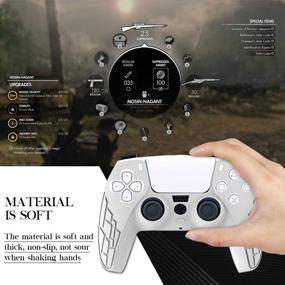 img 1 attached to Xinlykid PS5 Controller Cover - Silicone Case Skin Protective Covers with Thumb Grips Joystick (Camouflage Gray Skin x 1 + Thumb Grips x10)