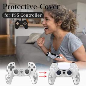 img 2 attached to Xinlykid PS5 Controller Cover - Silicone Case Skin Protective Covers with Thumb Grips Joystick (Camouflage Gray Skin x 1 + Thumb Grips x10)