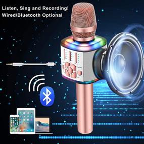 img 1 attached to 🎤 BONAOK 2021 Беспроводной Bluetooth караоке-микрофон с волшебным голосом, портативный ручной микрофон и динамик для домашних вечеринок, дня рождения, ПК / всех смартфонов (розовое золото) - идеальный SEO-оптимизированный караоке-микрофон для вечеринок, дней рождения и домашних мероприятий, совместимый с ПК и всеми смартфонами (розовое золото)