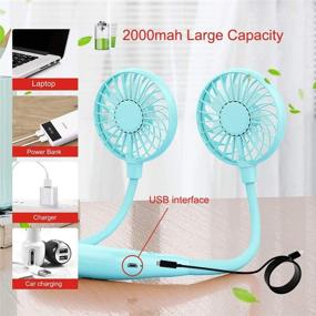 img 1 attached to 💙 Portable Neck Hanging Fan, Hands-Free USB Rechargeable Neckband Fan with Premium Headphone Style Design, Mini Personal Wearable Fan for Office, Outdoor and Travel (2021 Version, BLUE)