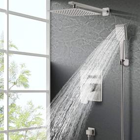 img 2 attached to 🚿 SOKA 10 Inch Rain Shower System Faucets Sets with Rain Shower Head and High Pressure Handheld Shower Head - Square Shower Combo Set, Trim Kit with Valve Pressure Balance - Brushed Nickel Finish