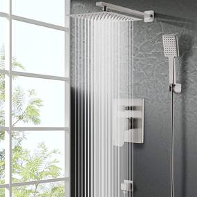 img 3 attached to 🚿 SOKA 10 Inch Rain Shower System Faucets Sets with Rain Shower Head and High Pressure Handheld Shower Head - Square Shower Combo Set, Trim Kit with Valve Pressure Balance - Brushed Nickel Finish