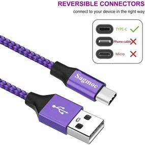 img 2 attached to 🔌 Кабель зарядки Sagmoc Type C фиолетового цвета - Быстрый USB C кабель зарядки 4 шт: 2X10FT 6FT 2FT, Совместим с Samsung S10 S9 S8 Plus, Note 8, LG G6 G5 V30 V20, Google Pixel/XL, Moto Z/Z2