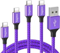 🔌 sagmoc type c charger cable purple - rapid usb c charging cord 4 pack: 2x10ft 6ft 2ft, compatible for samsung s10 s9 s8 plus, note 8, lg g6 g5 v30 v20, google pixel/xl, moto z/z2 logo