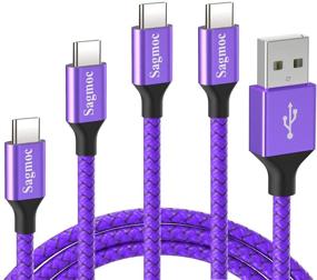 img 4 attached to 🔌 Кабель зарядки Sagmoc Type C фиолетового цвета - Быстрый USB C кабель зарядки 4 шт: 2X10FT 6FT 2FT, Совместим с Samsung S10 S9 S8 Plus, Note 8, LG G6 G5 V30 V20, Google Pixel/XL, Moto Z/Z2