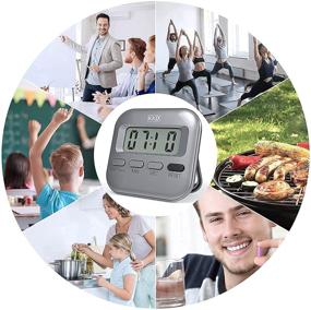 img 3 attached to ⏲️ AAA Battery Included Gray Digital Kitchen Timer - Clear Digits with Minutes and Seconds Button, Loud Alarm, Stand and Magnetic Backing. Ideal for Cooking, Baking, Sports Games, or Office.