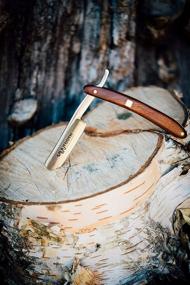 img 2 attached to Sawtooth Shave Co Straight Razor - Mahogany Wood Handle, 7/8 Full Hollow Ground Blade Built to Last for Generations - includes Strop and Sharpening Compound