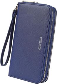 img 3 attached to 👛 Cynure Large Zipper Card Organizer Wristlet Clutch Wallet for Women, Blue Leather