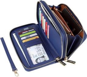img 4 attached to 👛 Cynure Large Zipper Card Organizer Wristlet Clutch Wallet for Women, Blue Leather