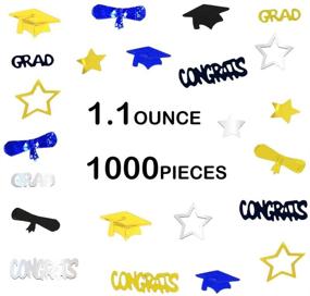 img 2 attached to 🎉 Vibrant Graduation Confetti Mix - Celebrate with 1.1 oz Grad Party Decoration - Congrats, Grad, Star, Cap, Diploma - Golden, Black, Silver, Blue Color Combo
