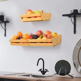 img 2 attached to 🍎 Bamboo Fruit Basket with Banana Hanger - Vegetable Storage Wall Holder Stand - Bread Rack for Fruit, Vegetables, Snacks